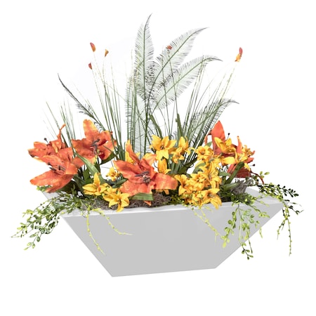 The Outdoor Plus 30 Square Maya Planter Bowl - Powder Coated Metal - White - OPT-30SQPCPO-WHT